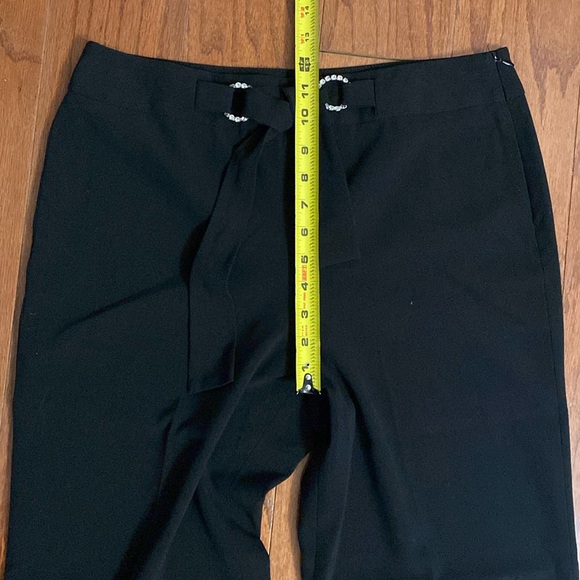 Larry Levine petite stretchy black pants with rhinestones buckle tie belt. MP - Picture 7 of 10